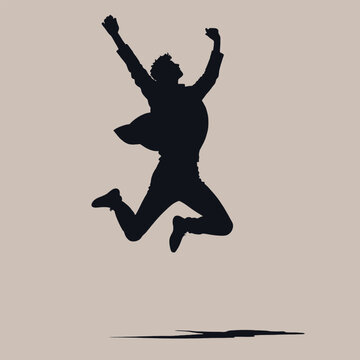 recommend clip art: A silhouette of a man jumping or dancing with his arms raised 