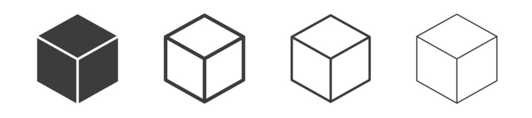 Cube liner icon vector set.