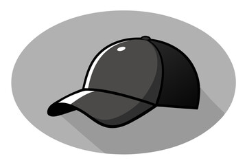 Vector art of a baseball cap resting on a clean gray backdrop sleek design