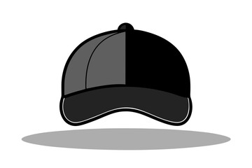 Minimalist vector design of a baseball cap on an empty gray background