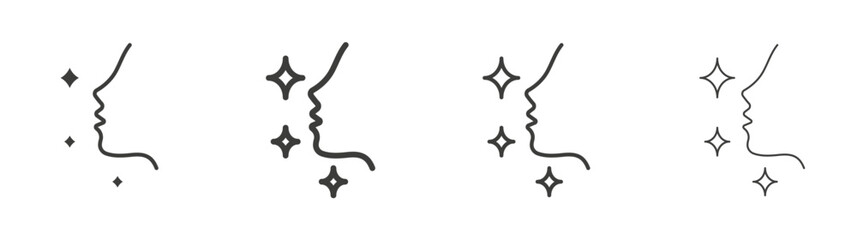 Glowing skin liner icon vector set.
