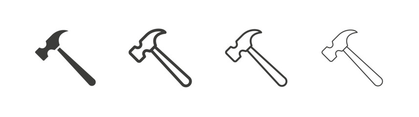 Hammer liner icon vector set.