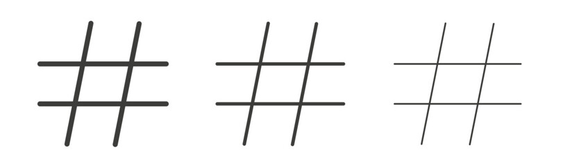 Hashtag liner icon vector set.