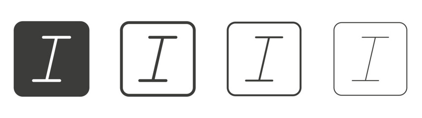 Italic button liner icon vector set.