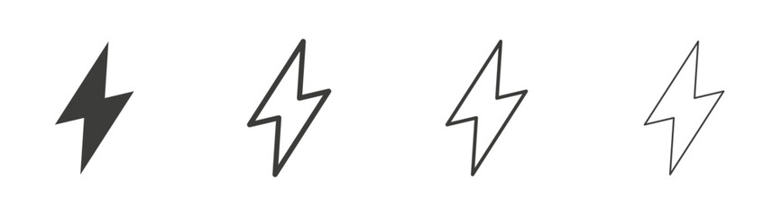 Lightning bolt liner icon vector set.
