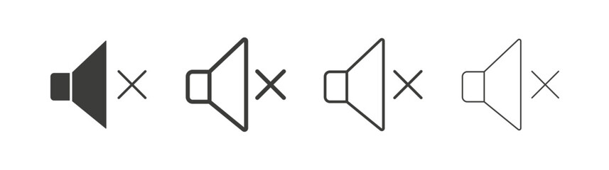 Mute liner icon vector set.
