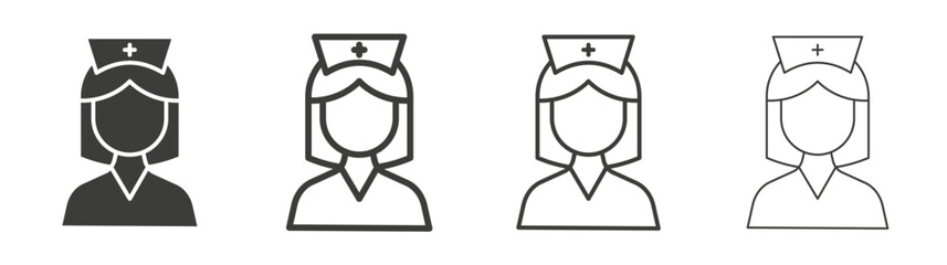Nurse liner icon vector set.