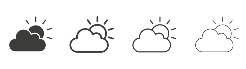 Partially cloudy liner icon vector set.