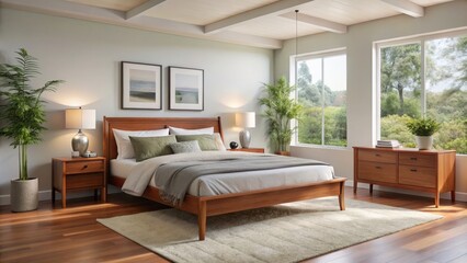 Sleek and elegant king cherry bedroom furniture offers a minimalist approach, perfect for modern interiors, combining natural beauty with functional