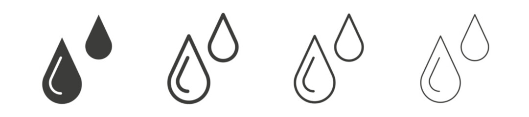 Raindrops liner icon vector set.