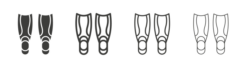 Scuba diving liner icon vector set.