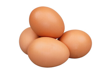 Raw brown chicken eggs isolated transparent