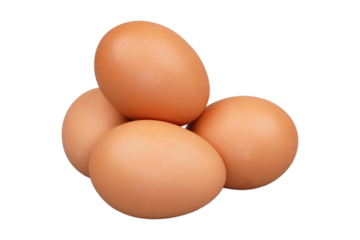 Raw brown chicken eggs isolated transparent