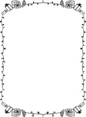 Obraz premium Simple Hand-Drawn Line Art Border with Christmas Gift