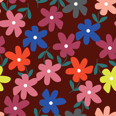 Seamless pattern with floral motifs. Vector illustration.