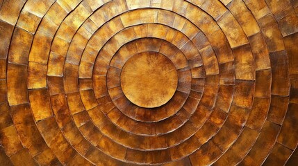 Fototapeta premium A mesmerizing pattern of concentric circles made out of wood, creating a unique and abstract texture with earthy browns and artistic geometric design.