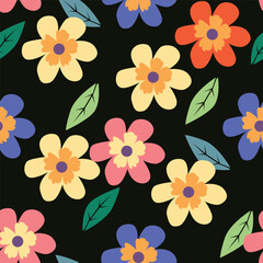 Seamless pattern with floral motifs. Vector illustration.