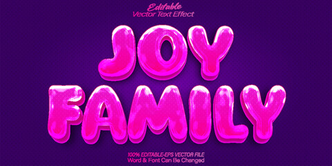 Joy Family Vector Text Effect Editable Alphabet Purple Funny Happy Kids Cute