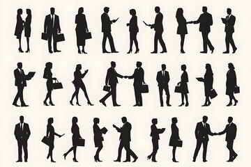 Business silhouettes for communication and networking