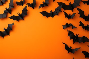 Naklejka premium Bats on orange background 