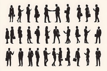 Business silhouettes interacting 