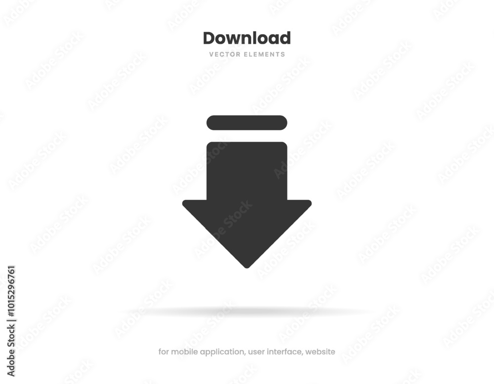 Poster 3d download icon button. Folder icon. Upload icon. Down arrow bottom side symbol. Click here button. Save cloud icon push button for UI UX, website, mobile application.