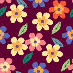 Seamless pattern with floral motifs. Vector illustration.