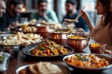 Delicious indian food in vibrant setting