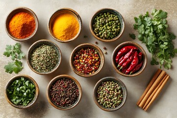 Spices and herbs assortment for cooking 