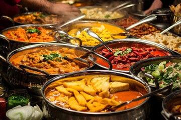 Obraz premium Delicious indian curry dish selection