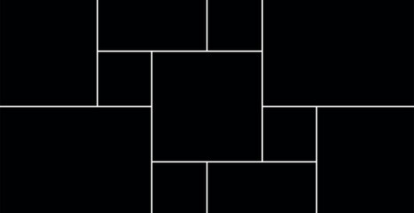 Creative vector Template Collage consisting of 11 frames for a photo of a square and rectangular shape.