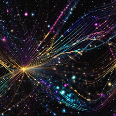 Abstract glowing wavy lines on black background