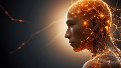 Obraz premium Human Nervous System Highlighting Spine and Nerve Pathways , Medical and Anatomical Representation of Neurology and Health Science
