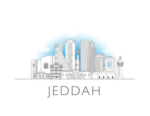 Fototapeta premium Jeddah skyline cityscape vector illustration
