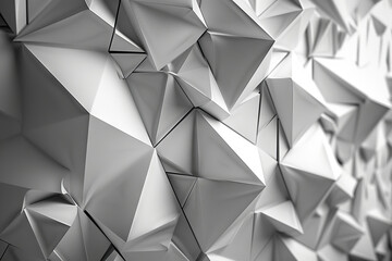 Backdrop with contemporary abstract design featuring layered gray triangles and geometric shapes. Modern geometry background. front view. Digital 3D render. wallpaper with texture.