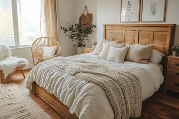 Earthy neutral-toned bedroom
