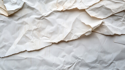 Obraz premium Na białym tle leży stary, złożony w pół kawałek papieru, którego podarte krawędzie przykuwają uwagę. 