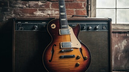 Fototapeta premium Vintage Electric Guitar with Amplifier