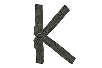 K Made Of Wood and screw on it, Wooden alphabets , k PNG .wooden font letter , number one made of metal old wooden arrow sign