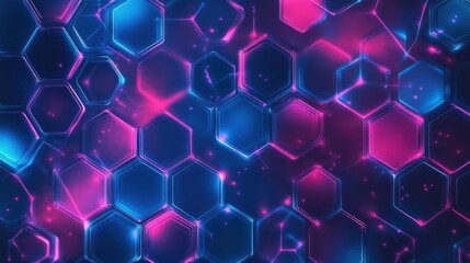 Fototapeta premium A hexagonal abstract background. A sci-fi modern texture for a cyberspace concept. Neon hexagons grid.