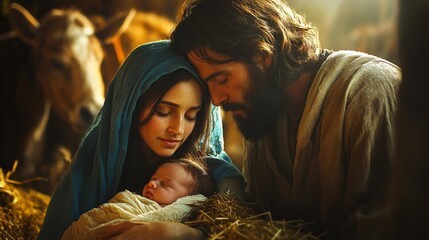 newborn baby Jesus, should look serene and full of love