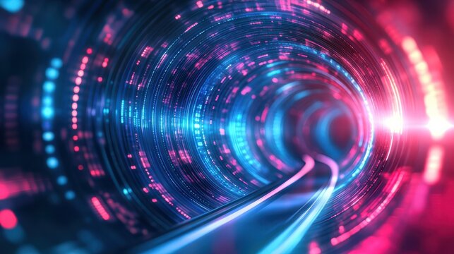 Abstract motion circle modern cyberspace digital tunnel Seamless loop tenchnology video background