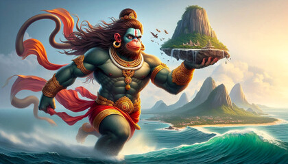 Portrait Hindu God Hanuman Hanumanji