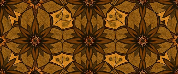 Fototapeta premium Abstract Interlocking Circles & Lines Art - Orange & Yellow Seamless Pattern