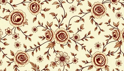 Elegant Floral Wallpaper Background with Roses and Leaves