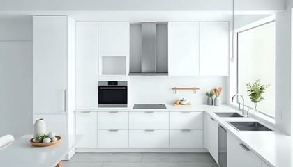 Modern Kitchen with Island, Sink, Stove, & Appliances in Natural Light