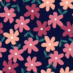Fototapeta premium Seamless pattern with floral motifs. Vector illustration.