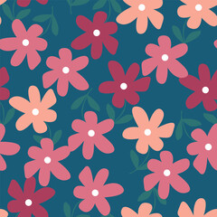 Fototapeta premium Seamless pattern with floral motifs. Vector illustration.
