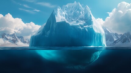 Majestic iceberg with most of its mass hidden underwater.