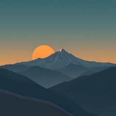 Majestic Sunset Mountain Range at Twilight